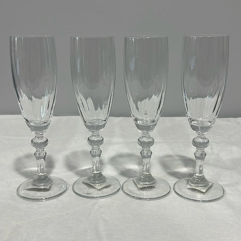 Williams Sonoma Crystal Cirque Champagne Flutes glasses set of 4 Made in Poland
